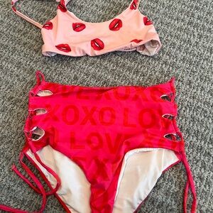 Submarine Pink and Red Kids Swim Bikini